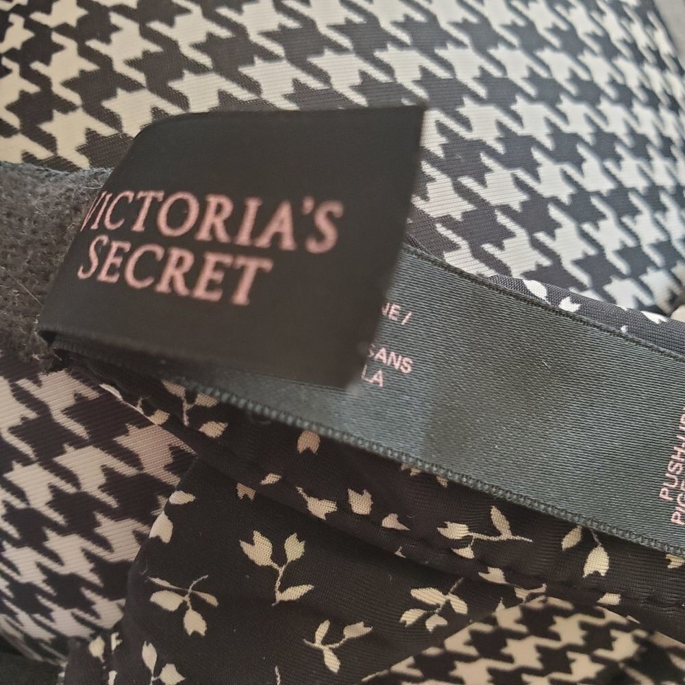 Victoria's Secret Push-Up Black & White Houndstooth & Floral Bra (32C) - Picture 5 of 5